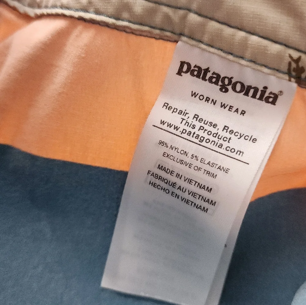 PATAGONIA Men's Multicolor Swim Shorts board shorts blue orange stripe‎ size 32